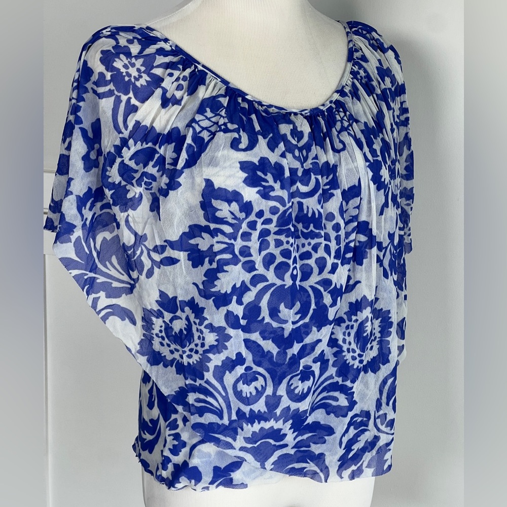 Daisy & Clover Blue and White Blouse, Size Small